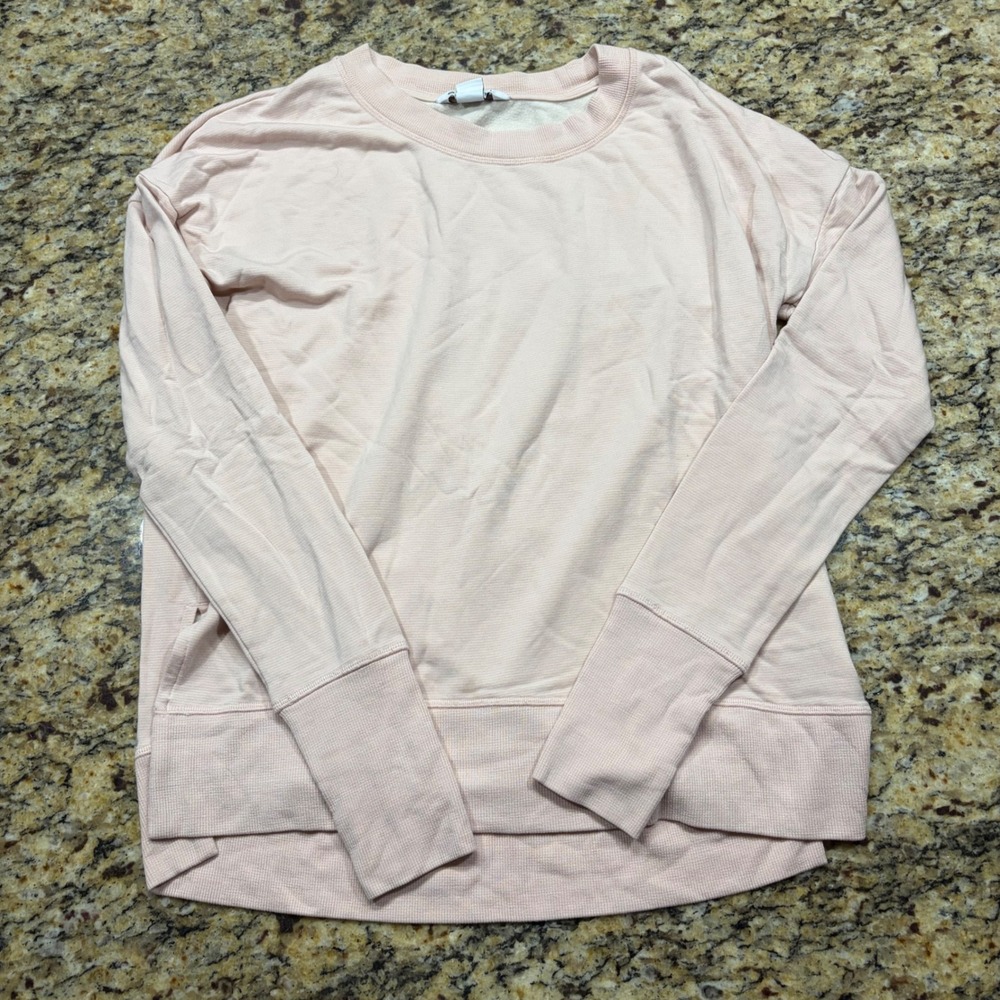 Athleta Womens Pink Crewneck Sweatshirt Thumbhole Long Sleeve XSw ws